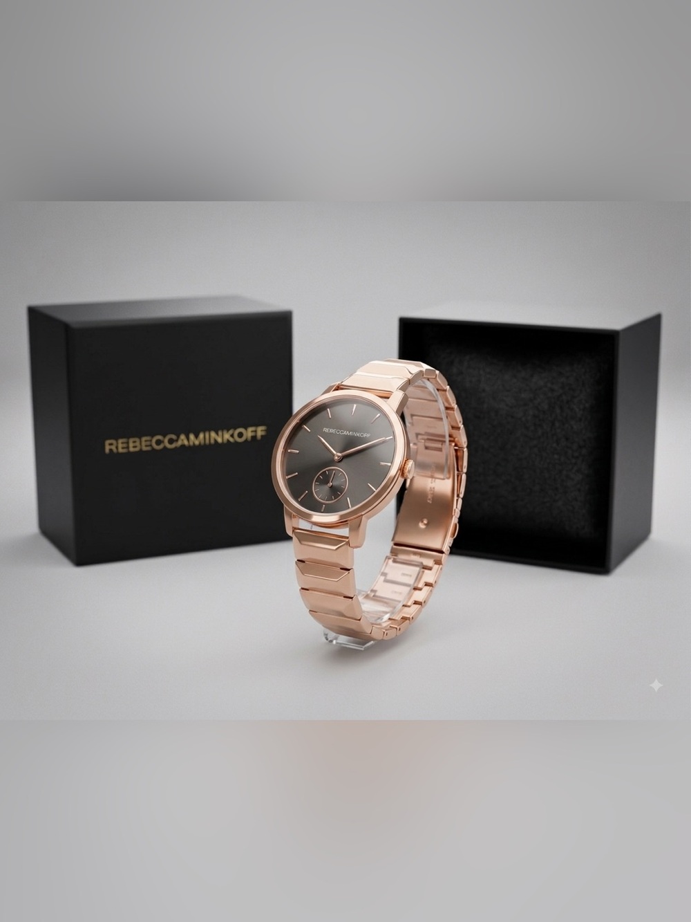 Rebecca Minkoff Rose Gold and Gray Stainless Steel Watch